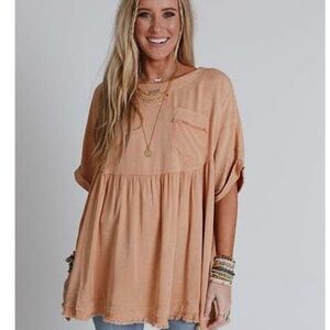 Three Bird Nest Peach Tunic Top